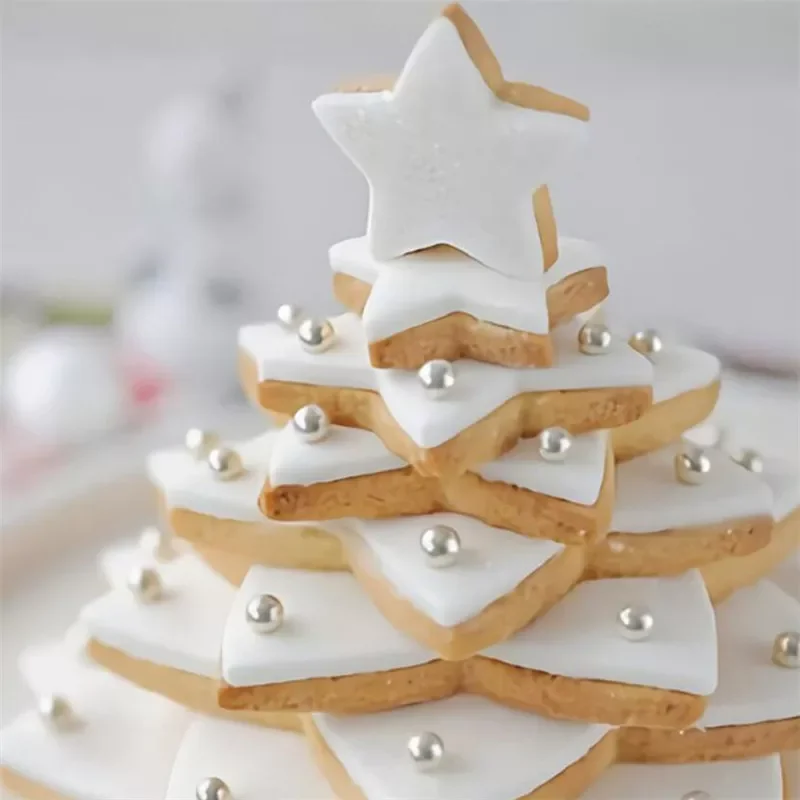 

2023NEW Christmas tree cookie cutter mold Five-pointed star shape cake cookie cutter mold 3D cake decoration tool baking mold