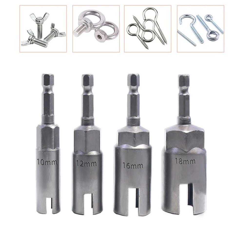 

4 Pcs Butterfly Bolt Socket Adapter 6.35mm Hex Shank Wing Nut Driver For Panel Nut Screws Removal Electric Wrench Accessories