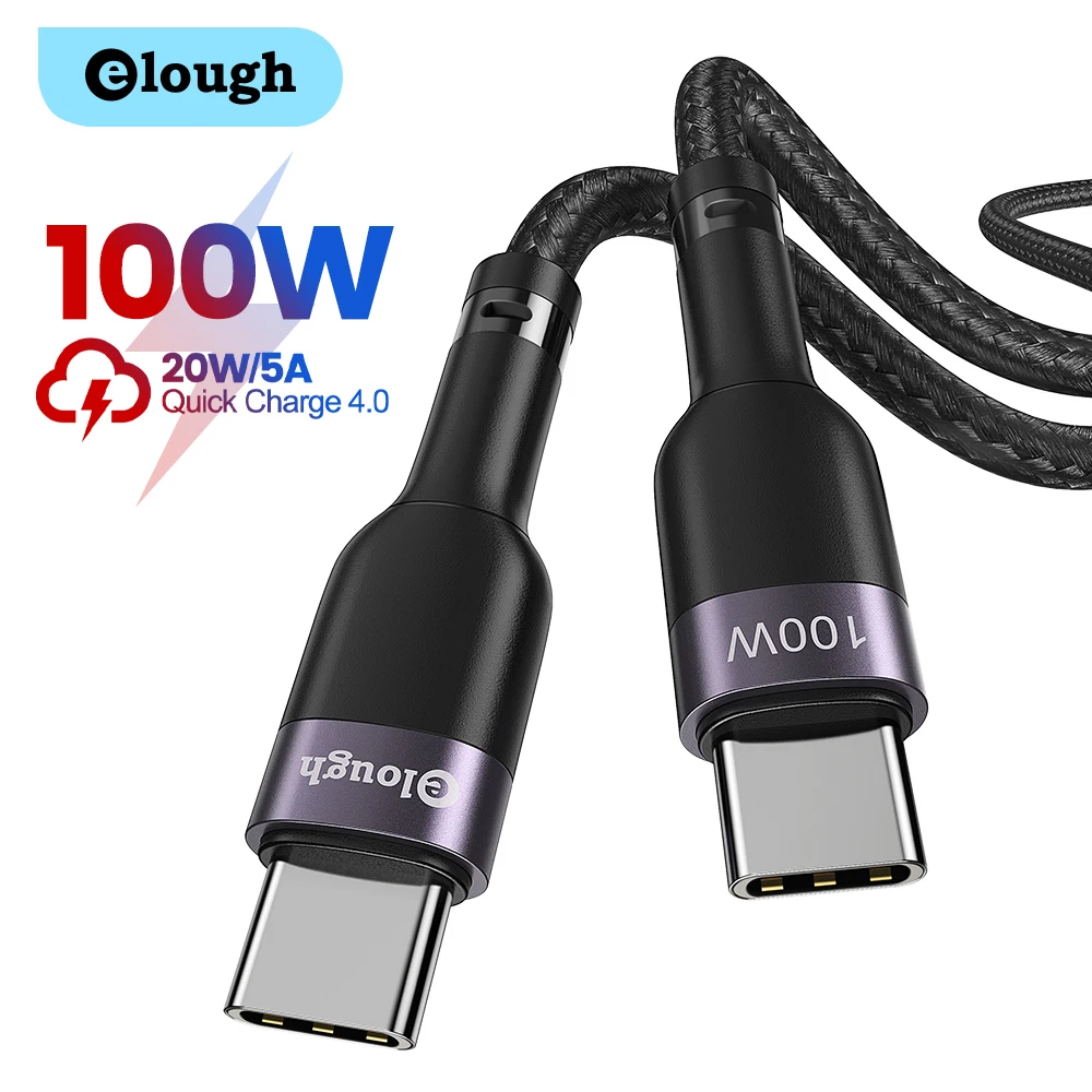 

Elough USB C To USB Type C Cable PD 100W QC 4.0/3.0 Fast Charging For MacBook Pro iPad Samsung Glaxry Tab Xiaomi Charge Cable