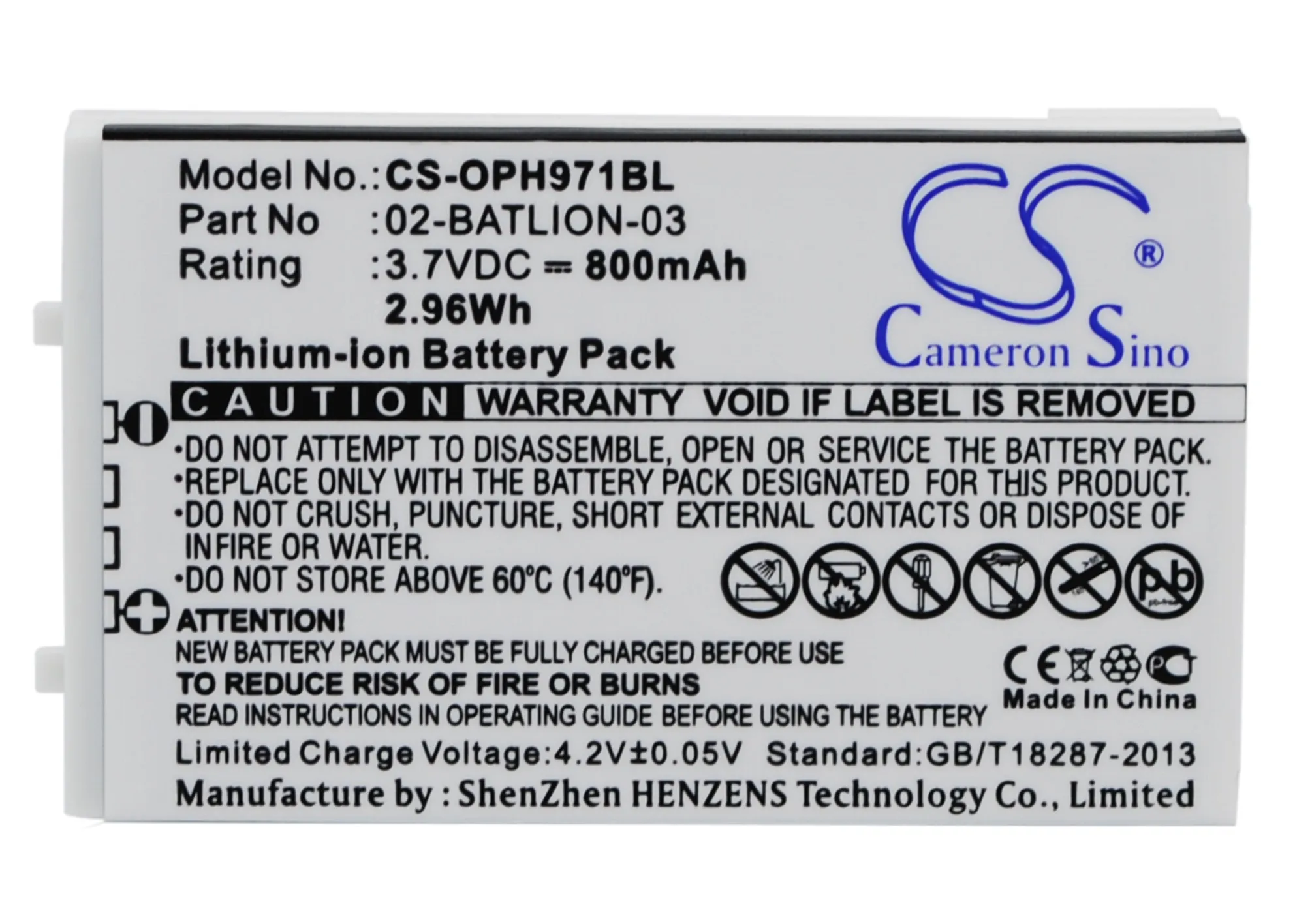 

800mAh Opticon 02-BATLION-03 11267 ORBLIOP0012 Battery for OPL-9728 OPL-9723 OPL-9712 OPL-9700 OPL-9724 OPL-9713 OPL-7724 OPL-97