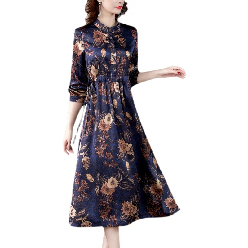 Женское шелковое платье миди с цветочным принтом элегантное праздничное