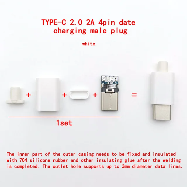 

5 комплектов, внешний разъем USB 3,1, 4 контакта, 2 А, USB 2,0 type-C