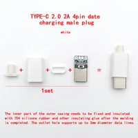 5sets welding wire type c usb 3 1 4pin 2a large current usb 2 0 type c usb c male pulg connector parts for diy charging cable