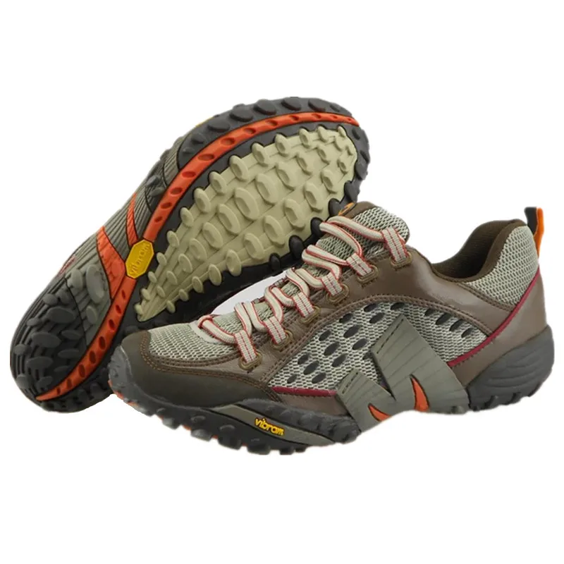 Male Sneakers Mesh Hiking Shoes Genuine Leather Mountain Boots Outdoor Sports Shoes Durable Mountain Trekking Anti-Slip Climbing