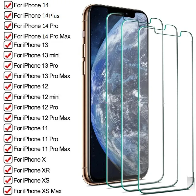 

100pcs Tempered Glass Screen Protector For iPhone 14 13 12 Pro Max screen protector Film For iPhone 6 S 7 8 Plus X XR XS Max