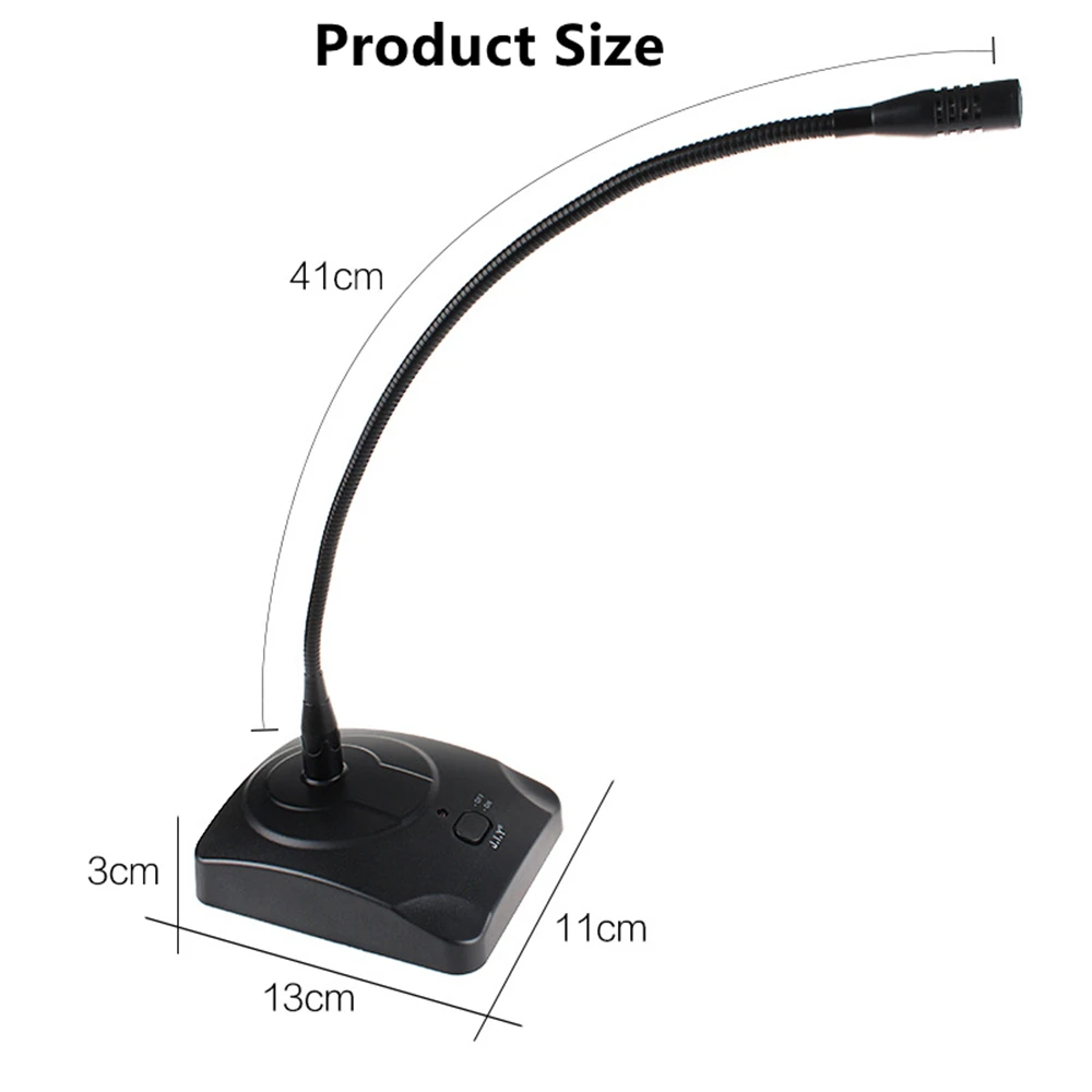 Gooseneck Microphone Professional Conference Center Mic Capacitive Broadcasting Flexible 360° High Sensitivity Wired 6.35mm Plug |