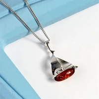 sailboat yacht pendant necklace silver color boat necklace in amber nautical jewelry sailor gift sailing necklaces for women men
