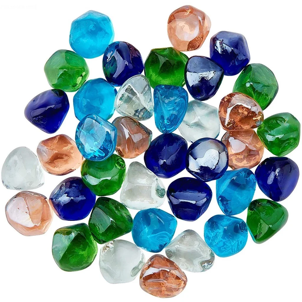 

Светоотражающие Стеклянные наполнители, 50 шт., разноцветная огненная стеклянная галька, бусины, чипы для ВАЗ, наполнители, декор для аквариу...