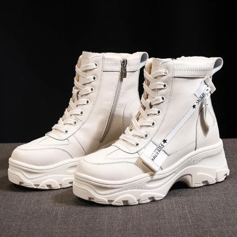 

Women's autumn boots Winter Increase Ankle Shoes Women Plus Velvet Snow Female Boots Warm Round Head Casual Women High Boots