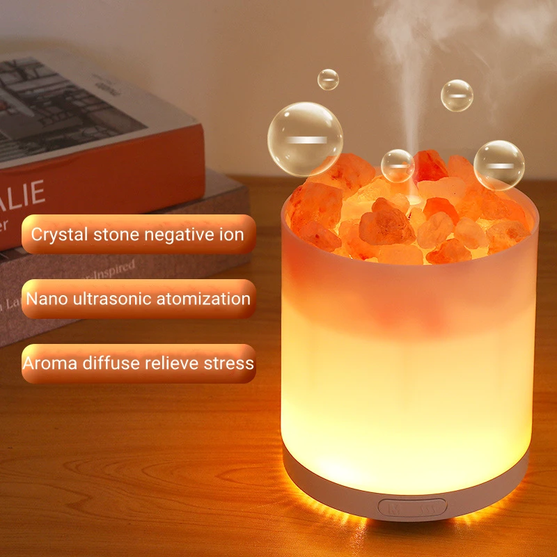 Crystal Salt Stone Aromatherapy Essential Oil Diffuser USB Air Humidifier with Colorful LED Lamp Negative Ion Aroma Diffuser