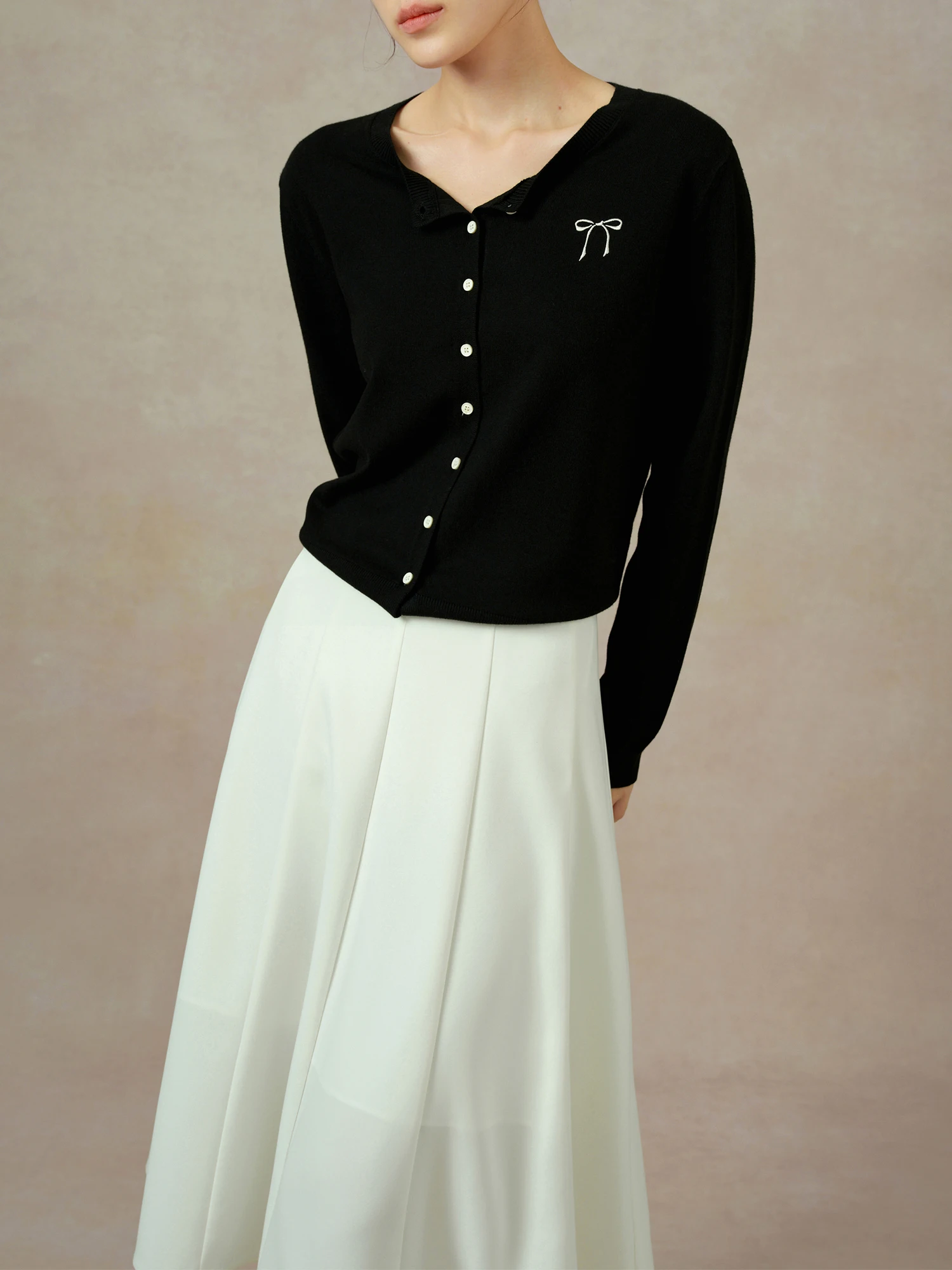 Женский однобортный Кардиган с круглым вырезом 2 цвета