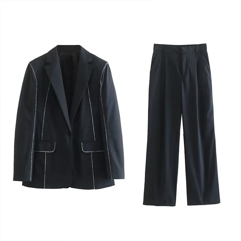 

Women 2022 Chic Fashion Straight Single Button Black Blazer Vintage Long Sleeve Patch Pocket Ladies Outerwear Stylish Tops CD875