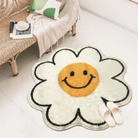 nordic living room cartoon smiley flower carpet bedroom bedside plush floor mat home decoration non slip bath mat