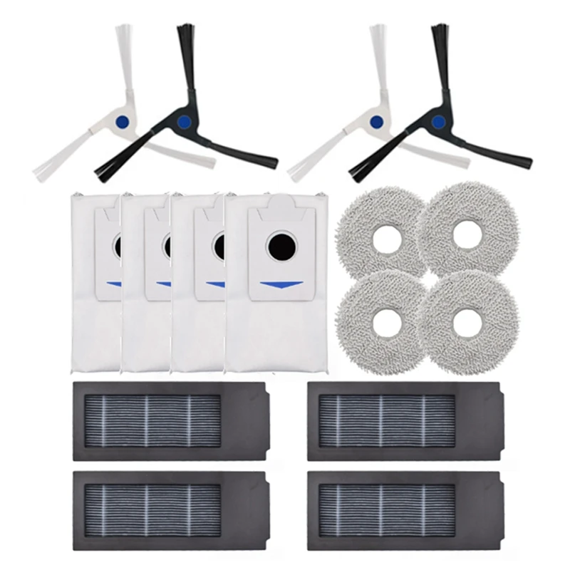 

16PCS Side Brush Filter Dust Bag Mop Cloth Replacement Spare Parts For Ecovacs Deebot X2 / X2 Pro / DEX86 Robot Vacuum Cleaner
