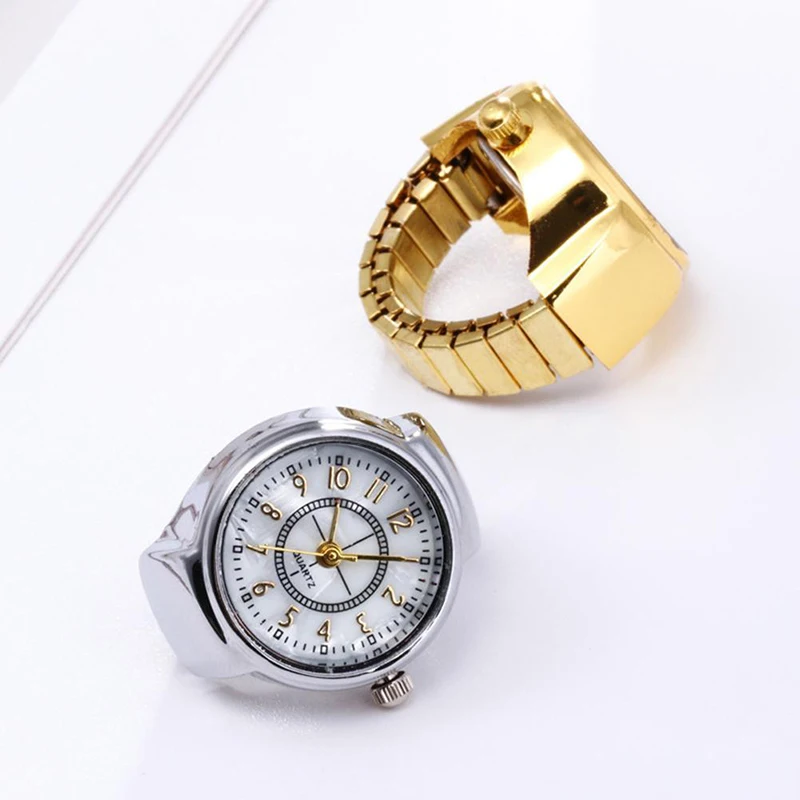 

1 шт. винтажные кварцевые часы в стиле панк кольца для пар женщин мужчин хип-хоп крутые эластичные часы кольца на палец модные ювелирные изделия в подарок