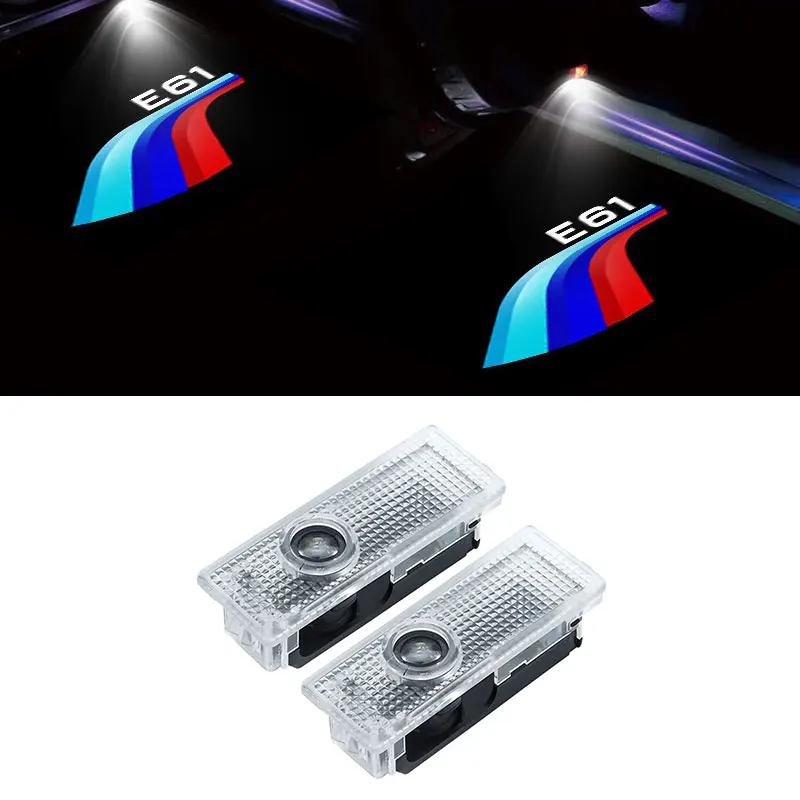 

2 Pcs/Set LED Car Door Welcome Light Projector Lamp For BMW 5 Series E61 Logo HD Laser Warning Light Auto Accessories