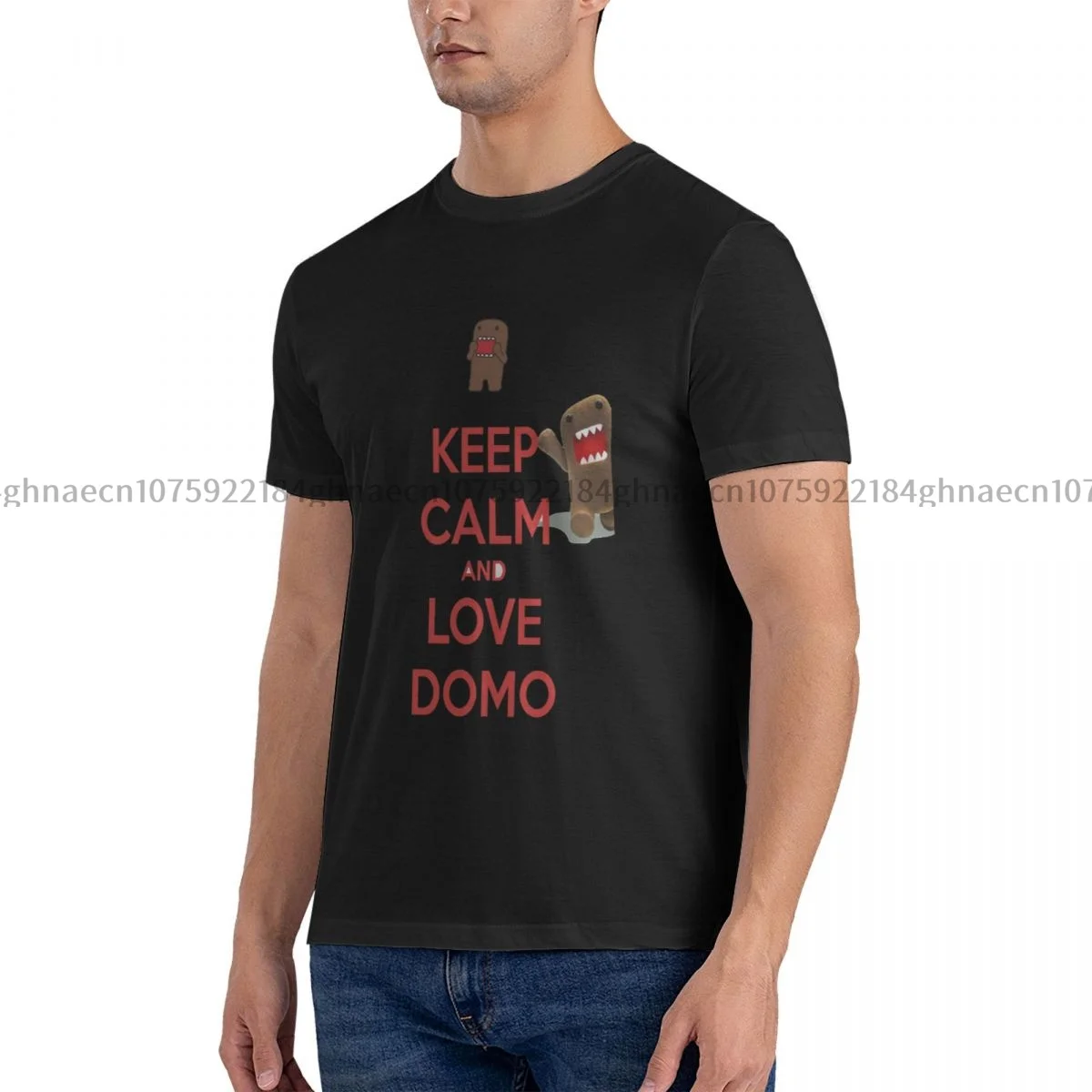 

Винтажная летняя мужская футболка с надписью Keep Calm And Love Domo