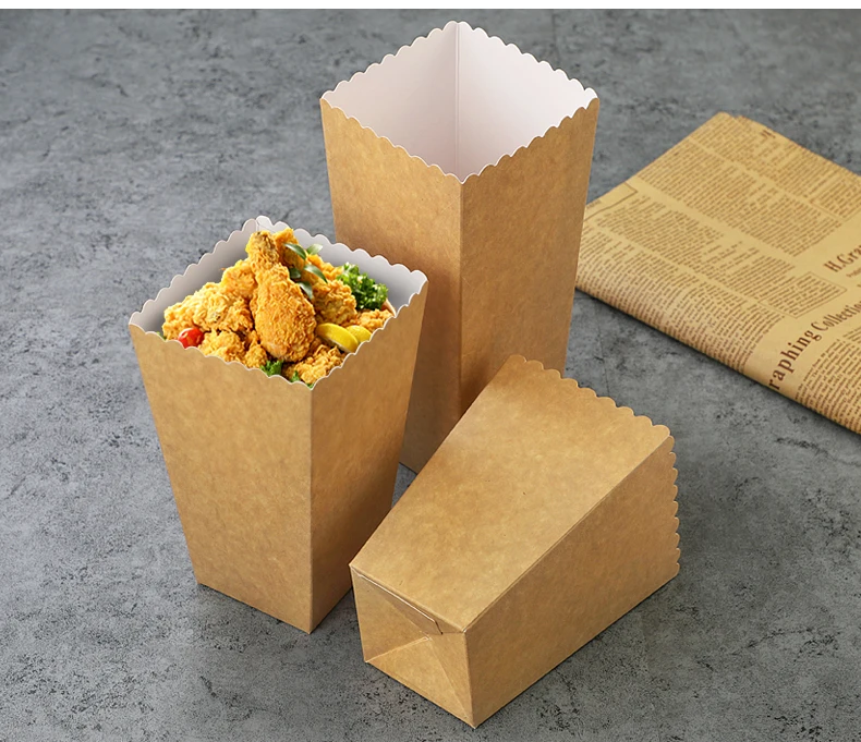 

100pcs kraft Paper Mini Party Popcorn Boxes Pop Corn Candy/ Sanck Favor Bags Wedding Birthday Movie Party Tableware