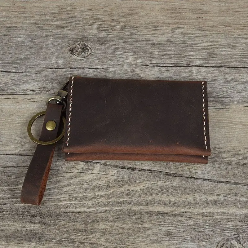 

Держатель для картхолдер карт из 100% натуральной кожи с брелоком в винтажном стиле чехол для карт из кожи Крейзи Хорс