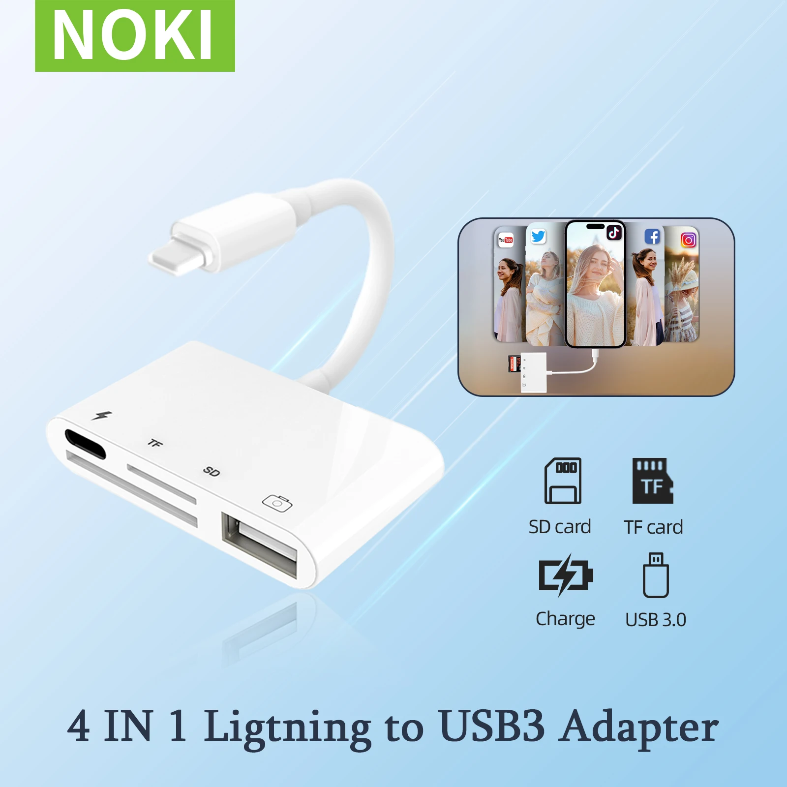 

SD TF Card Reader for iPhone/iPad USB OTG Adapter Camera Connection Kit Hubs with Lightning Port for Keyboards /MIDI Interfaces