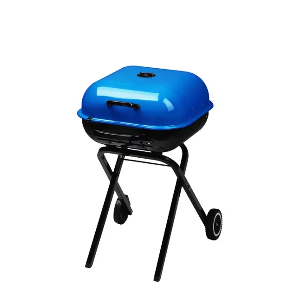

Outdoors Grill for Bbq Portable Charcoal Grill in Blue Free Shipping Barbecue Folding Outdoor Barbecues Stand Garden Camping Gas