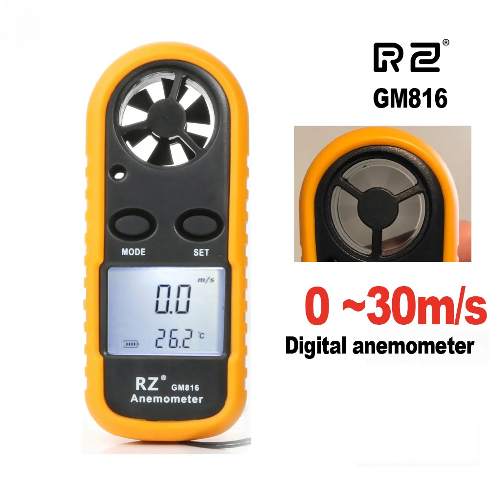 

Цифровой анемометр LEC, Портативный анемометр, Термометр GM816 RZ, измеритель скорости ветра, измеритель скорости ветра, 30 м/с, ЖК-дисплей,-10 ~ 45C, тестер температуры