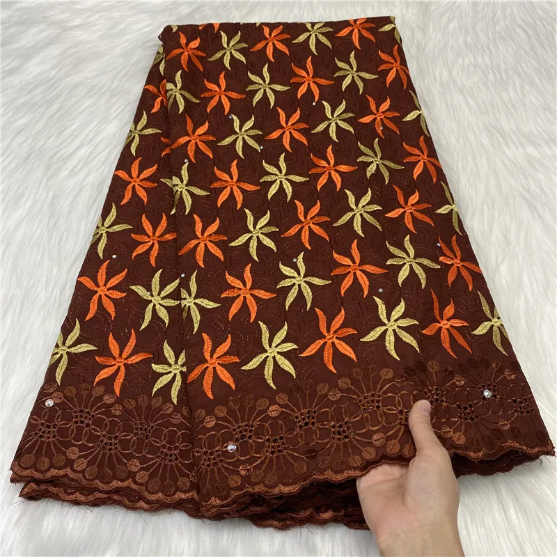 

5 ярдов, швейцарская вуаль, кружевная ткань, новейшая Тяжелая вышивка бисером, африканская 100% хлопковая популярная в Дубае ткань для искусственного материала