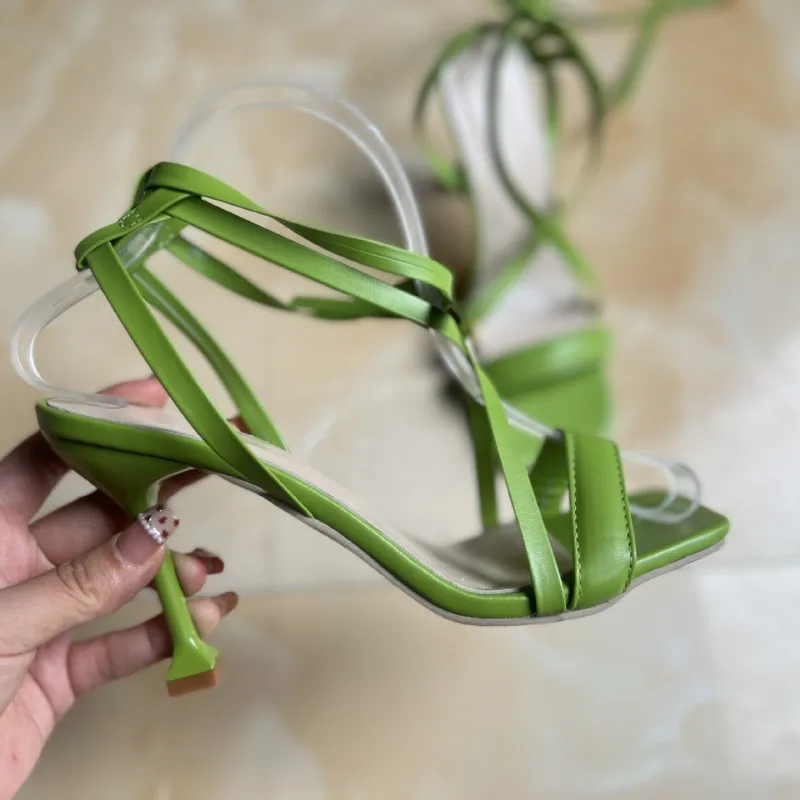 Fashion women's Sandals 10cm Thin Summer 2023 High Heels 36-43 Sexy Narrow Cross Strap Square Head Shoes for Women Sandals Women
