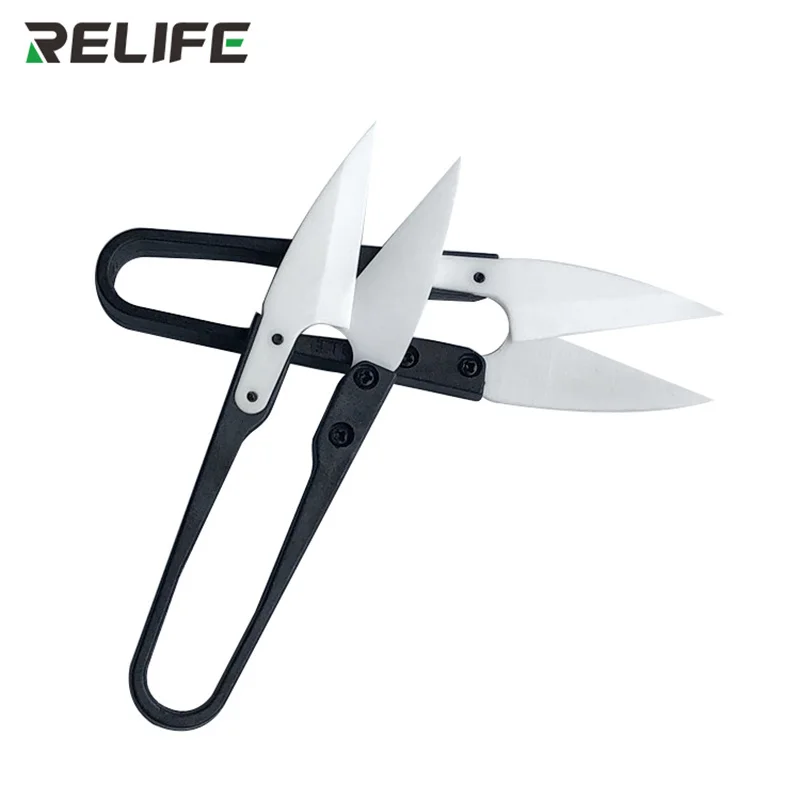 

RELIFE RL-102 Insulated Zirconia Ceramic U-Scissors Anti-magnetic Anti-Static Rustproof For Phone Repair Cut Battery Cable Etc