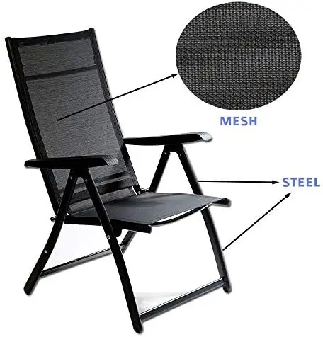 

Duty Adjustable for 7 Different Angles Folding Arm Chair Indoor Outdoor Garden Deck Pool Camping Beach (400 Lbs Capacity) (1) Ou