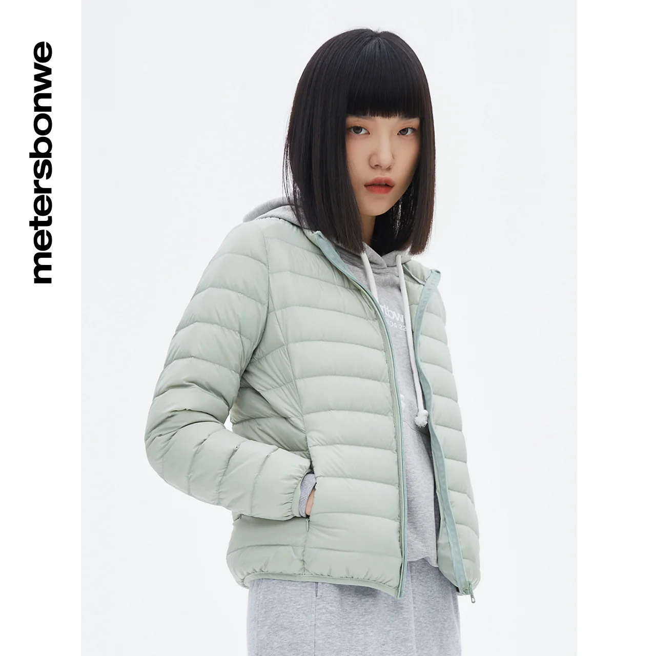 Metersbonwe Ultralight Basic Stand Collar Down Jackets Women 90%White Light Soft Duck Down Warm Warm Wer Slim Winter Down Coat