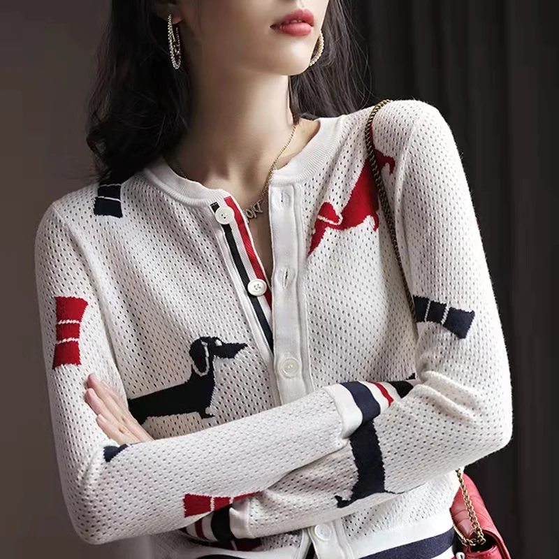 TB THOM Women's Sweater 2022 Korean Fashion Coat Merino Wool Puppy V-neck Cardigan Tops Harajuku Kawaii Knit Sweaters