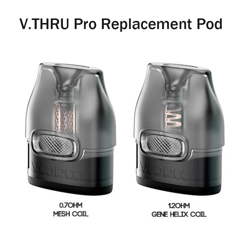 

V.THRU Pro Pod Cartridge for VOOPOO V.THRU Pro Pod Kit, Vmate Pod Kit 1.2ohm GENE Helix Coil and 0.7ohm Mesh Coil