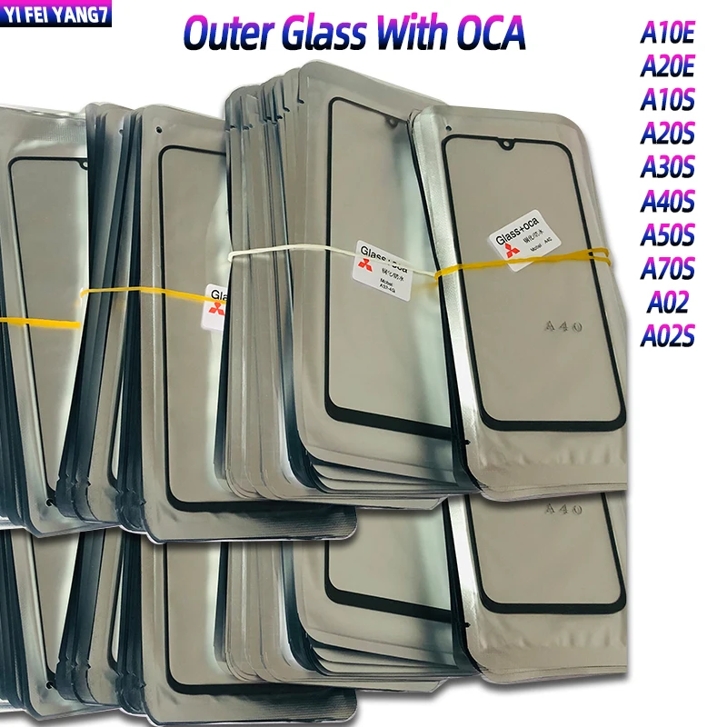 Стекло для Samsung Galaxy A10E A20E A10S A20S A20S A30S A40S A50S, ЖК-дисплей с сенсорным экраном, стекло для объектива с OCA, 10 шт.