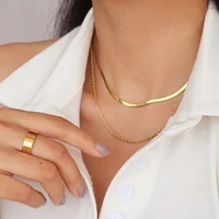 dainty gold twisted chain necklace thick 18k gold plated stainless steel twisted rope chain choker necklace