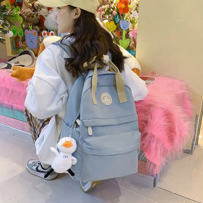 

Многофункциональный рюкзак на двойной молнии для женщин и девочек-подростков, школьный ранец на плечо в Корейском стиле, милая школьная сум...