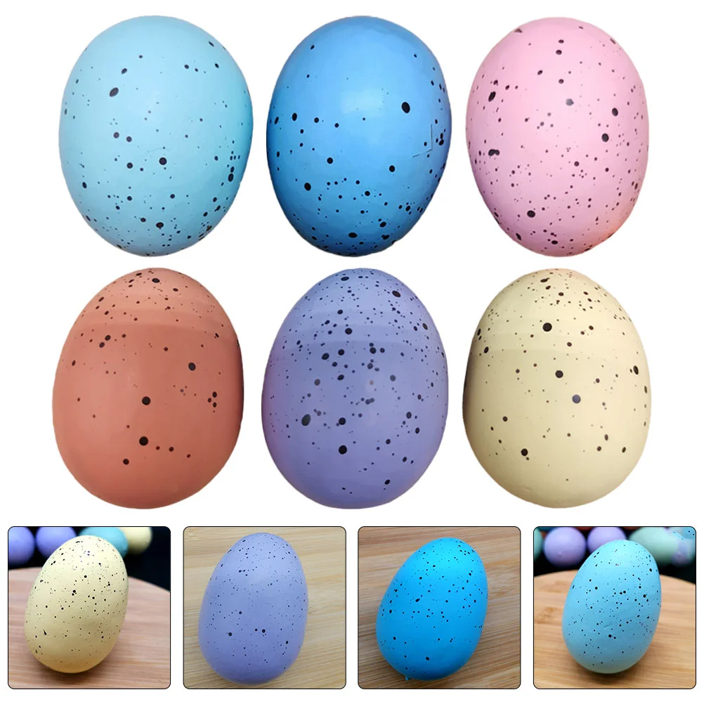 

6Pcs Easter Adornments Simulation Eggs Painting Props for Children Festival Home Party