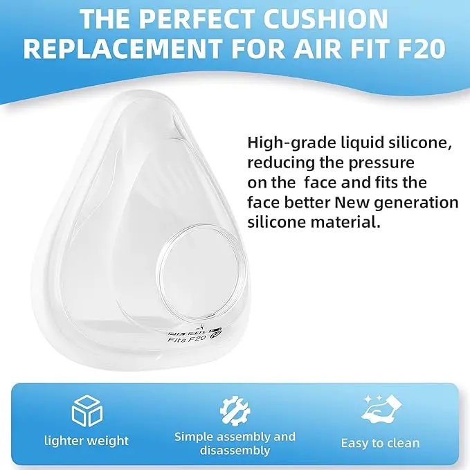 2 шт. ResMedS AIRFIT F20, полнолицевая маска CPAP, сменный головной убор для терапии лучшего сна (art.: 3920d30356bf3) - 3920d30356bf3