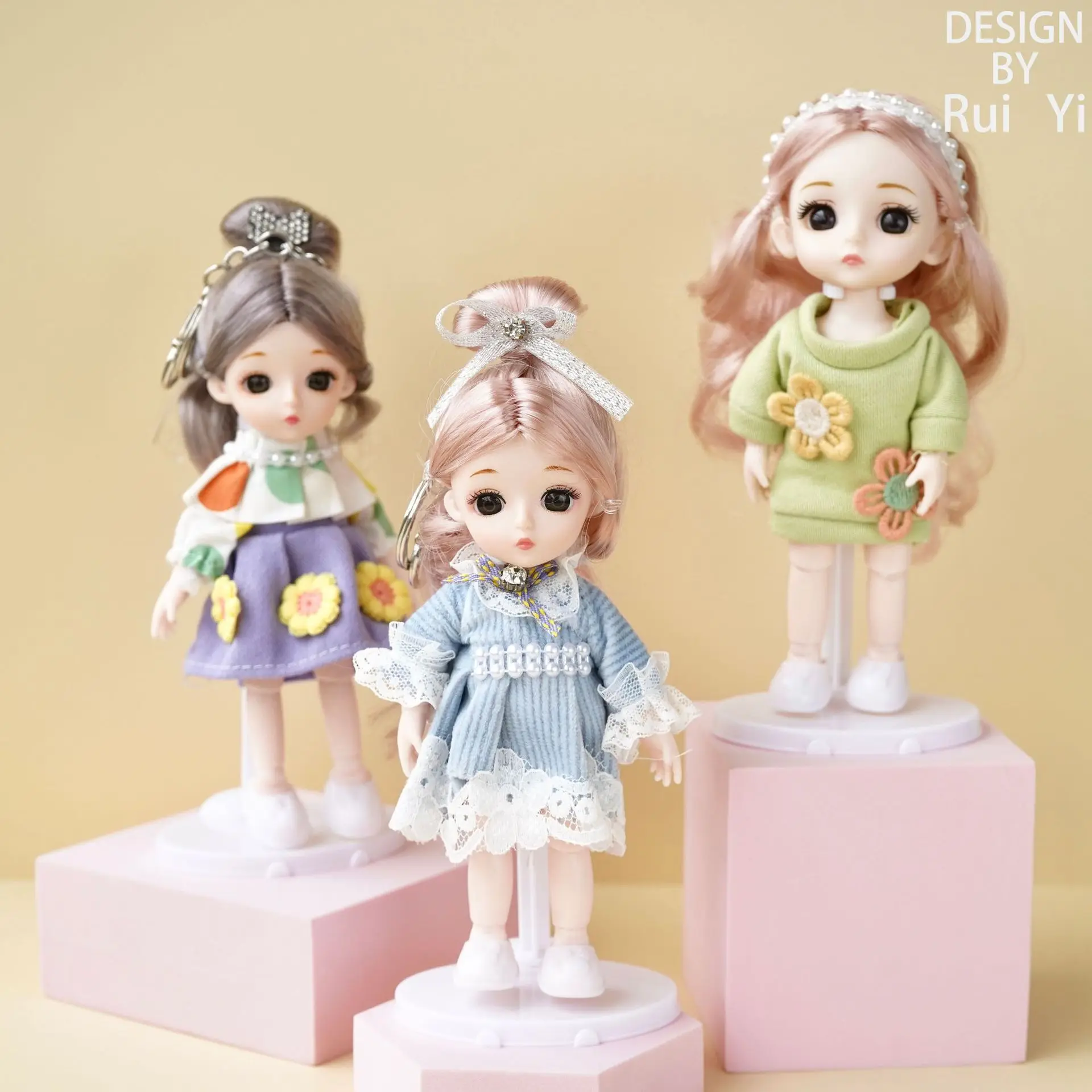 

1PCS Cute Fashion Kids Plush Dolls Keychain Soft Stuffed Toys Keyring Mini Plush Animals Key Chain Baby For Girls Women