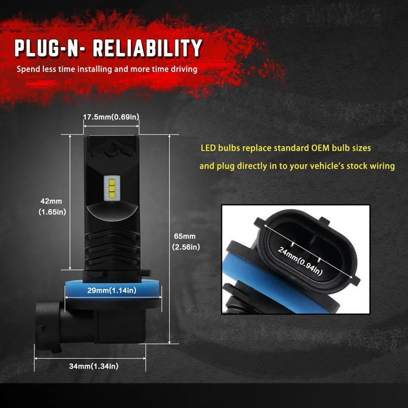 СВЕТОДИОДНЫЙ Автомобильный светильник s 2 шт. 1600Lm H11 белые дневные ходовые огни DRL