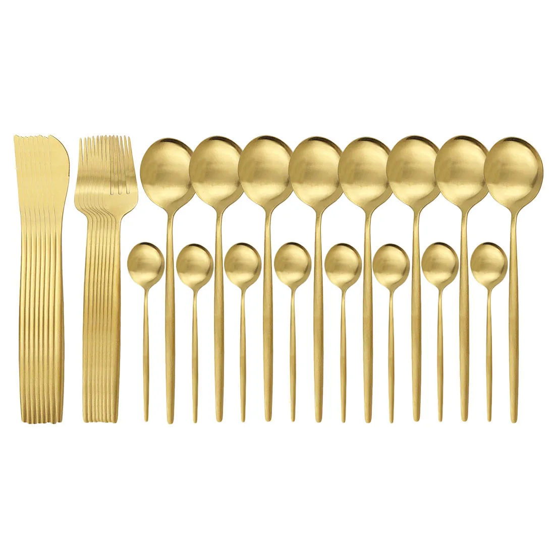 Набор столовых приборов из нержавеющей стали матовое золото на 8 персон |