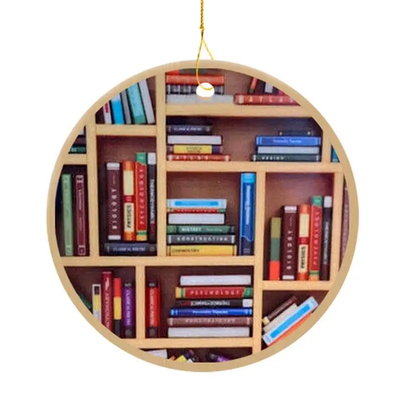 

Christmas Ornaments For Tree Bookshelf Patterned Wooden Pendant Hanging Ornaments Winter Holiday Decor Valentine's Day Ornaments