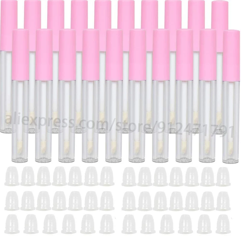 

New 10pcs/lot 2.5ml Empty Clear Lip Gloss Tube With Make up pink Lid Lips Balm Brush Container Beauty Makeup Tools Hot