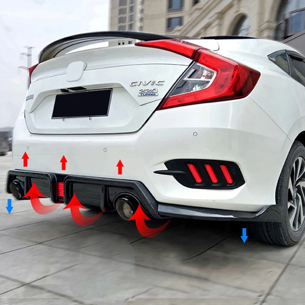 Диффузор для заднего бампера спойлер подбородка губ Honda Civic Sedan 4 Door 10 Gen 2016 17 18 19