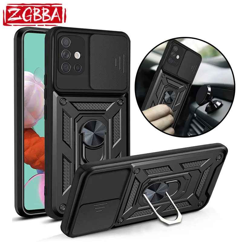 

Shockproof Phone Case For Samsung A31 A30 A22 A21S A20 A13 Ring Holder Slide Camera Lens Cover for Galaxy A12 A11 A10S A03 Core
