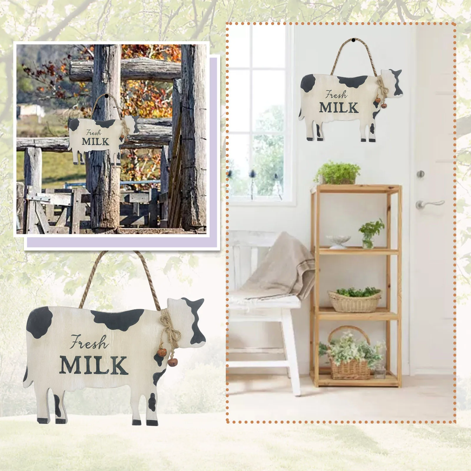 

Подвеска в виде фермы, деревянное украшение, свинья, животное, корова, креативное украшение, Овечья ферма, дверь, подвесное украшение для спа...