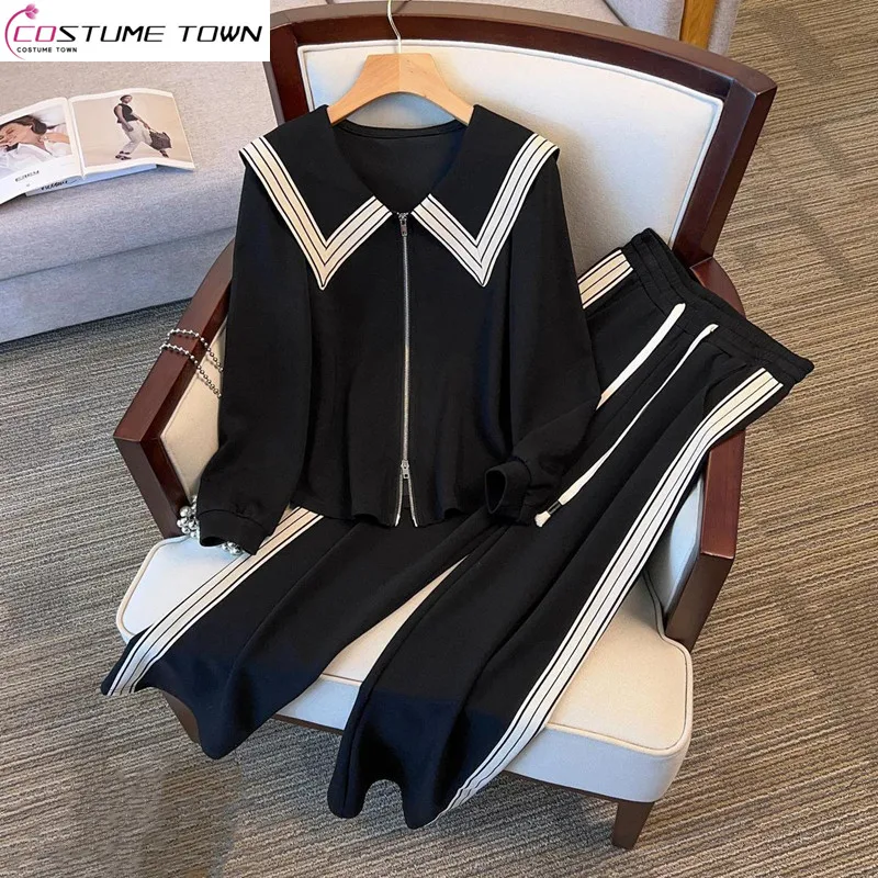 Комплект из двух предметов больших размеров женский осенне-зимний новый