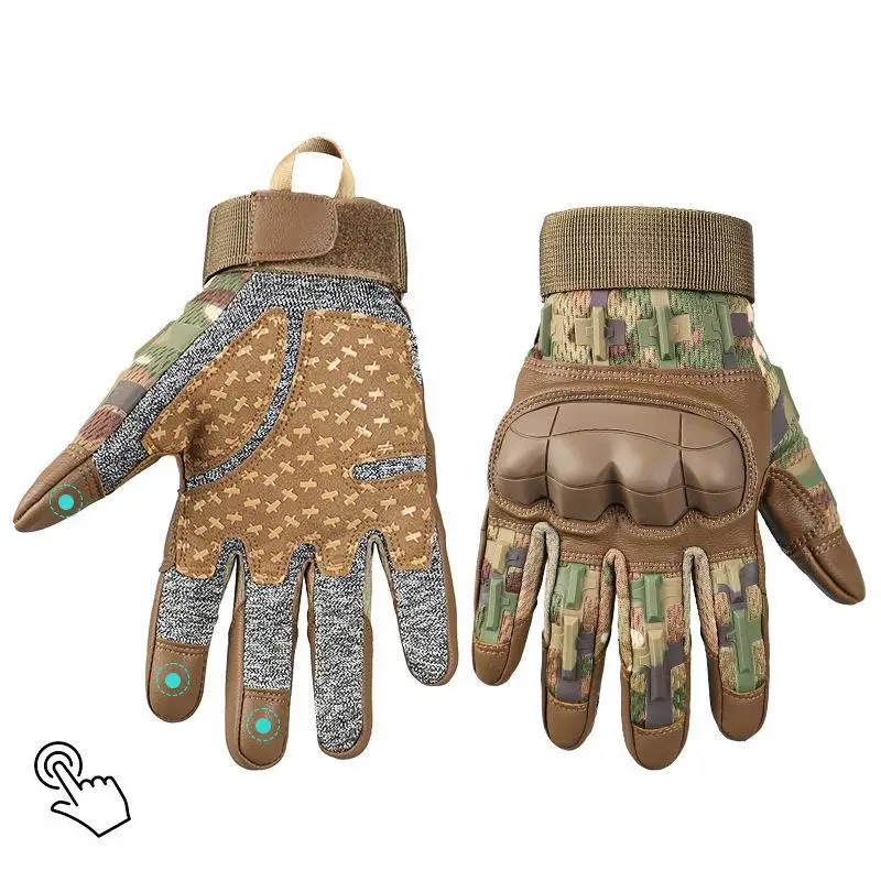 

Touch Screen Tactical Full Finger Gloves Army Military Training Paintball Hunting Shooting Pu Leather Protective Gear Men Glove