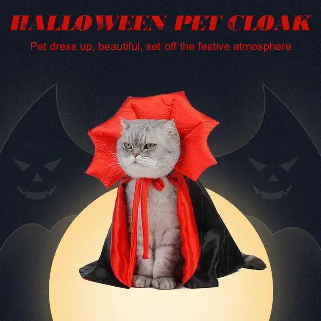 Cute Halloween Pet Costumes Cosplay Vampire Cloak For Pet Dog Cat Kitten Puppy Dress Kawaii Pet Clothes Cat Accessoties Gif R9I7 3