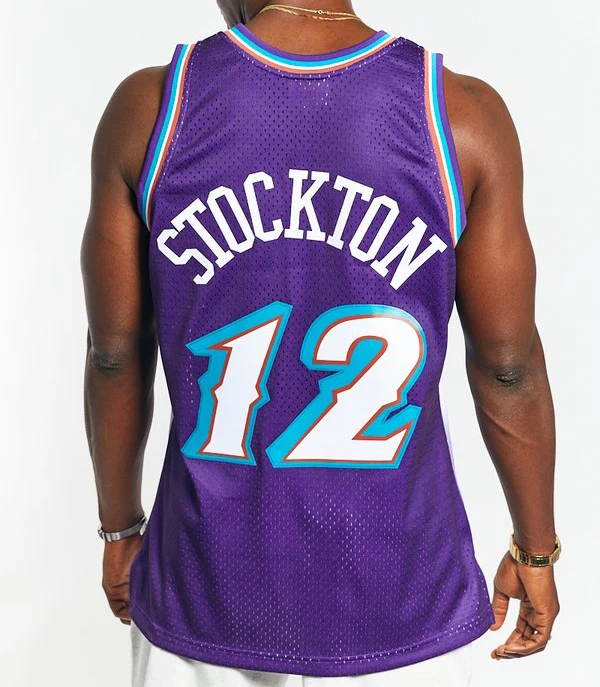 American Basketball Jerseys Clothes #12 John Stockton European Size Ball Pants T Shirts Cool Tops Loose Clothing